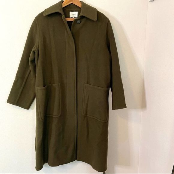 Vince Patch Pocket Wool-Blend Coat Pine Olive Size large - Picture 8 of 15
